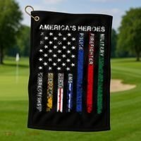 First Responders Hero Flag Nurse EMS Police Fire Military Golf Towel thumb 1