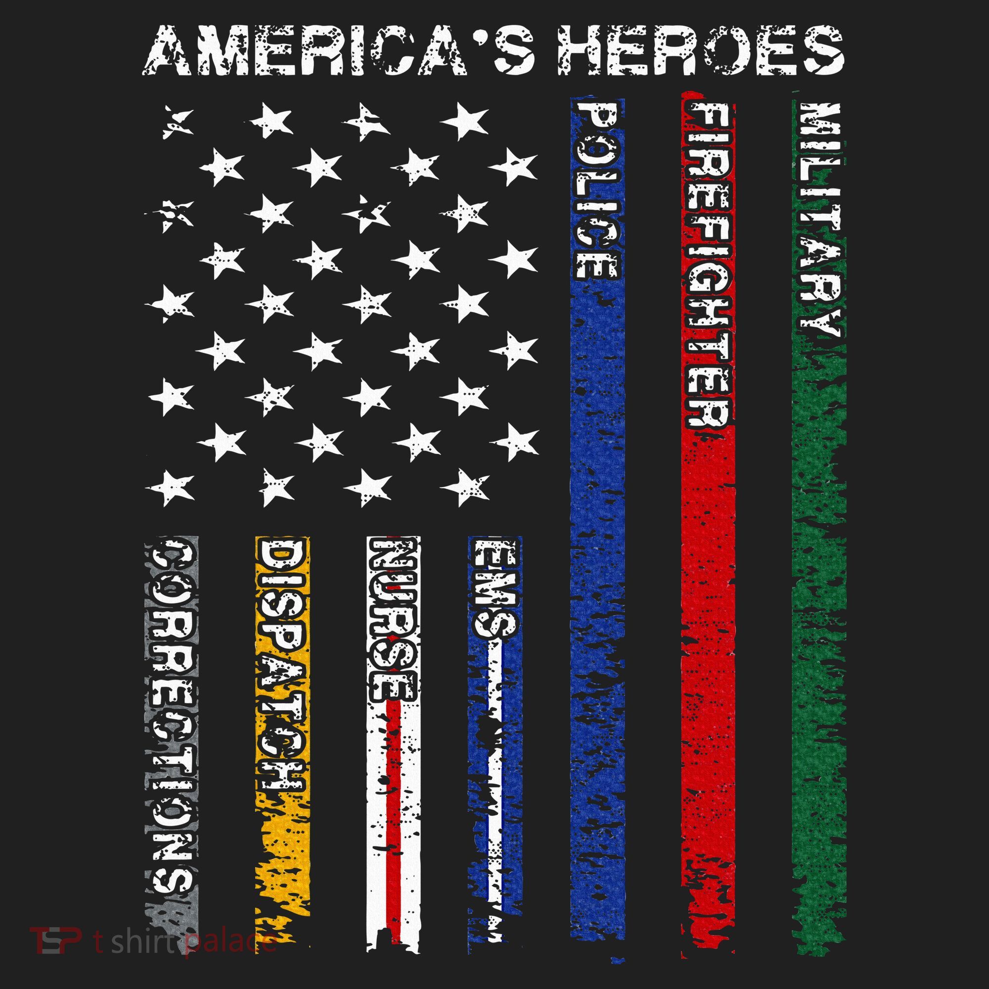 First Responders Hero Flag Nurse EMS Police Fire Military Golf Towel