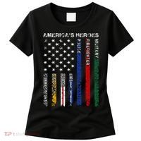 First Responders Hero Flag Nurse EMS Police Fire Military Women's T-Shirt thumb 0