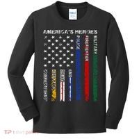 First Responders Hero Flag Nurse EMS Police Fire Military Kids Long Sleeve Shirt thumb 0