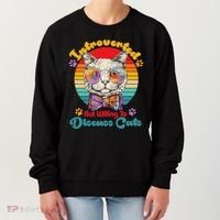 Funny Retro Hippy Hipster Glasses Cat Introverted But Willing To Discuss Cats Women's Sweatshirt thumb 0