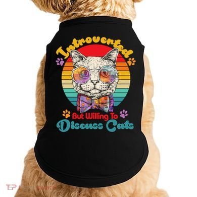 Funny Retro Hippy Hipster Glasses Cat Introverted But Willing To Discuss Cats Doggie Tank