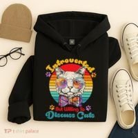 Funny Retro Hippy Hipster Glasses Cat Introverted But Willing To Discuss Cats Hoodie thumb 4