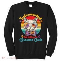 Funny Retro Hippy Hipster Glasses Cat Introverted But Willing To Discuss Cats Sweatshirt thumb 0