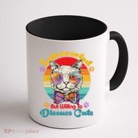 Funny Retro Hippy Hipster Glasses Cat Introverted But Willing To Discuss Cats Coffee Mug thumb 1