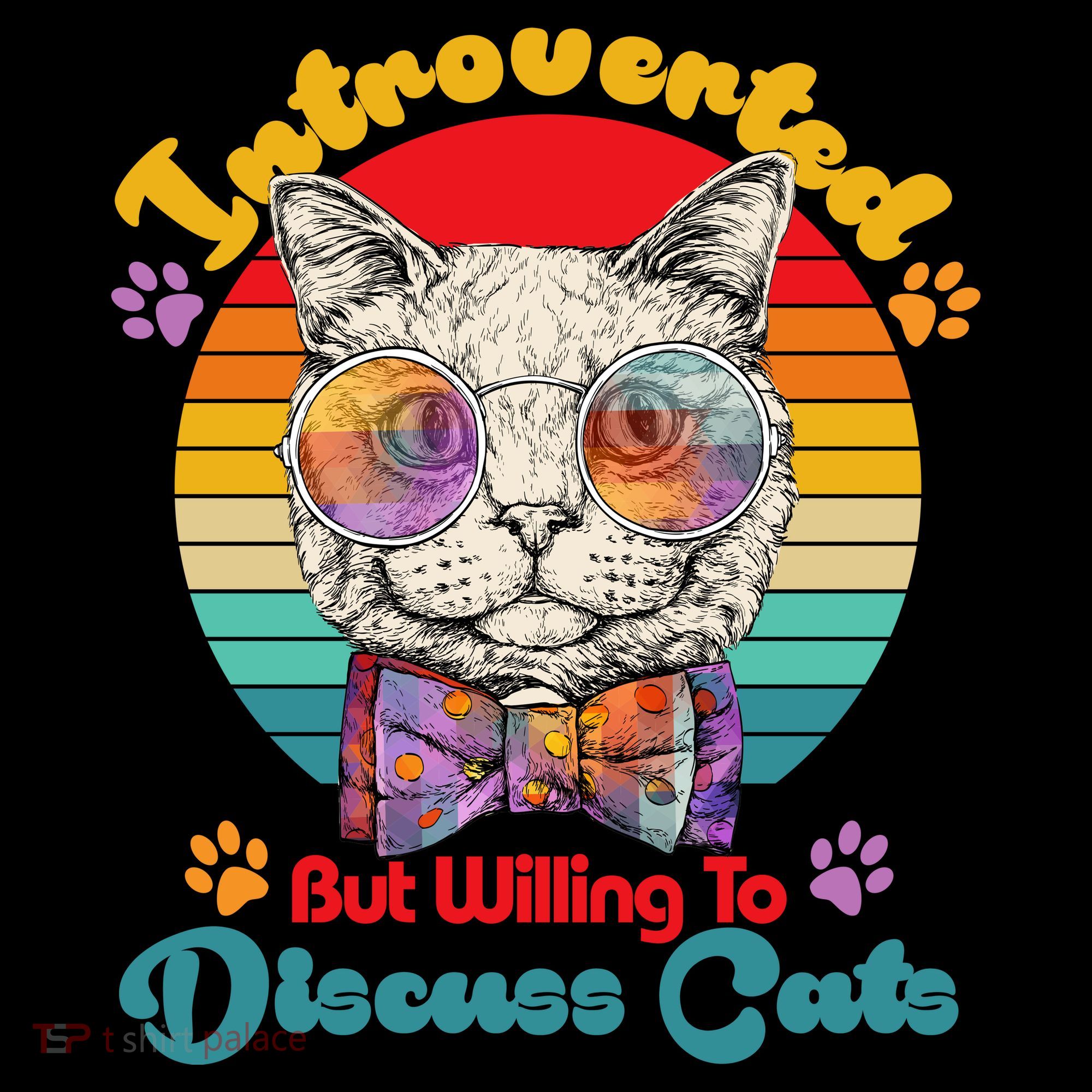 Funny Retro Hippy Hipster Glasses Cat Introverted But Willing To Discuss Cats Coffee Mug