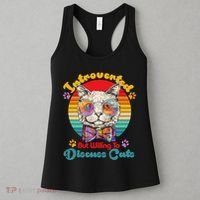 Funny Retro Hippy Hipster Glasses Cat Introverted But Willing To Discuss Cats Women's Tank Top thumb 3