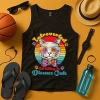 Funny Retro Hippy Hipster Glasses Cat Introverted But Willing To Discuss Cats Tank Top thumb 4