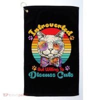 Funny Retro Hippy Hipster Glasses Cat Introverted But Willing To Discuss Cats Golf Towel thumb 0