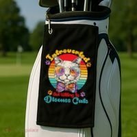 Funny Retro Hippy Hipster Glasses Cat Introverted But Willing To Discuss Cats Golf Towel thumb 2