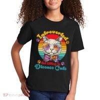 Funny Retro Hippy Hipster Glasses Cat Introverted But Willing To Discuss Cats Kids T-Shirt thumb 2