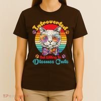 Funny Retro Hippy Hipster Glasses Cat Introverted But Willing To Discuss Cats T-Shirt thumb 4