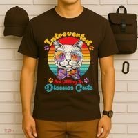 Funny Retro Hippy Hipster Glasses Cat Introverted But Willing To Discuss Cats T-Shirt thumb 6