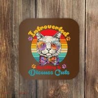 Funny Retro Hippy Hipster Glasses Cat Introverted But Willing To Discuss Cats Coaster thumb 0