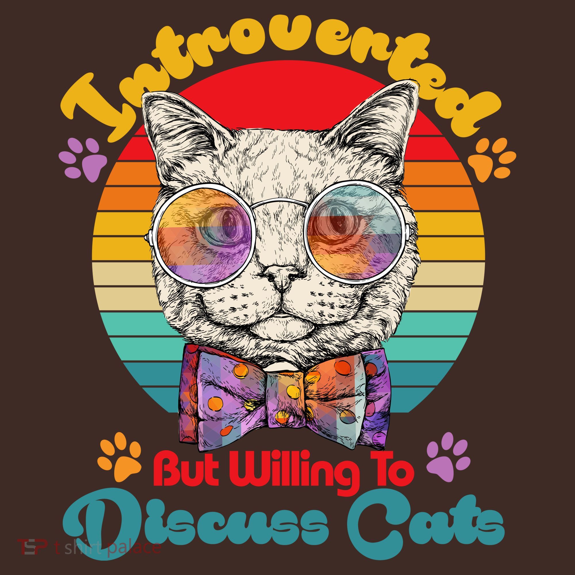 Funny Retro Hippy Hipster Glasses Cat Introverted But Willing To Discuss Cats Mousepad