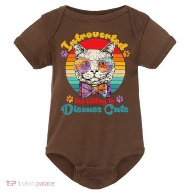 Funny Retro Hippy Hipster Glasses Cat Introverted But Willing To Discuss Cats Baby Bodysuit