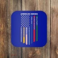First Responders Heroes Police Military Firefighter Nurses Great Gift Coaster thumb 0