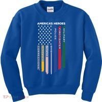 First Responders Heroes Police Military Firefighter Nurses Great Gift Kids Sweatshirt thumb 0