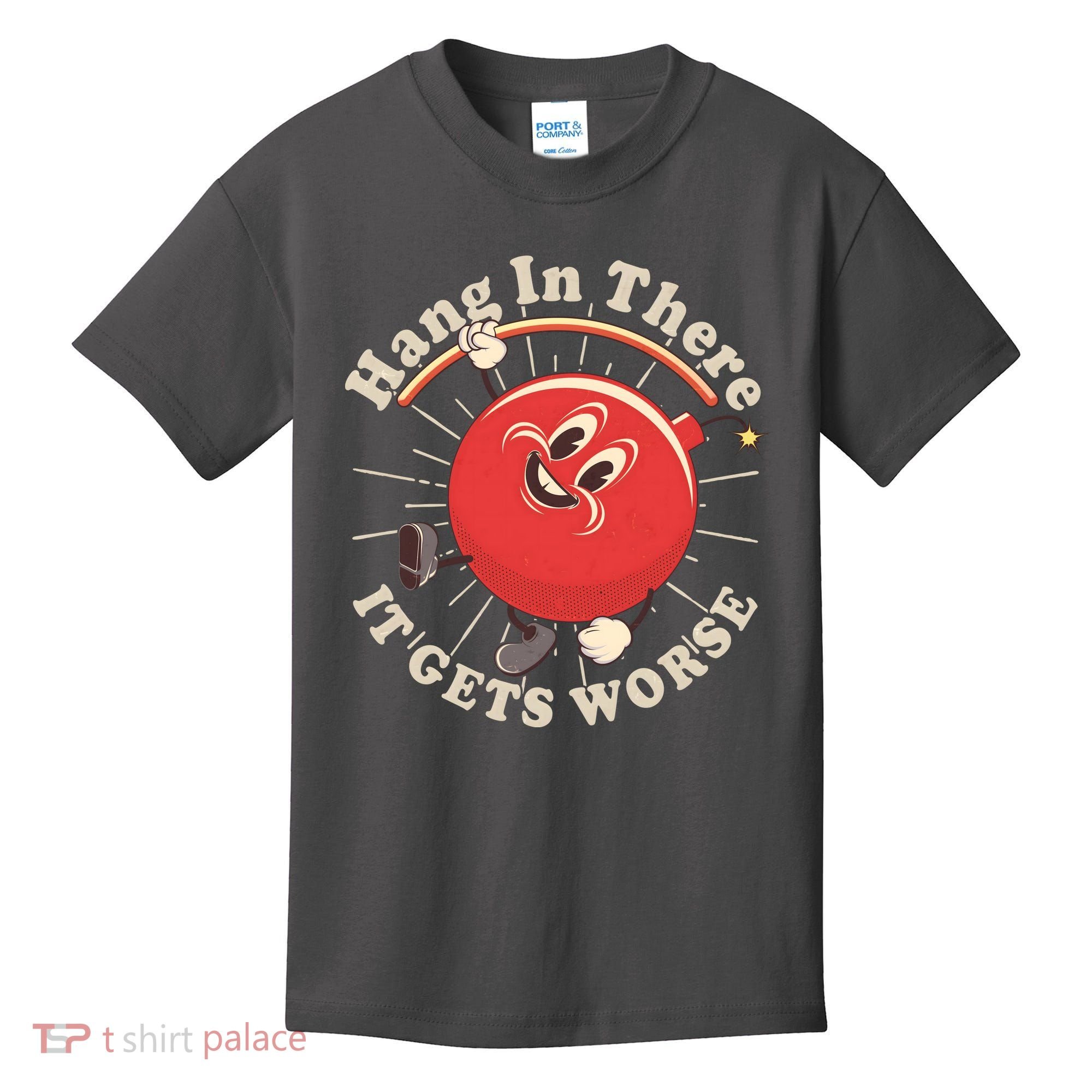 Funny Retro Hang In There It Gets Worse Kids T-Shirt
