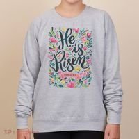Floral Religious He Is Risen Christian Happy Easter Women's Sweatshirt thumb 0