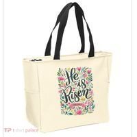 Floral Religious He Is Risen Christian Happy Easter Tote Bag thumb 2