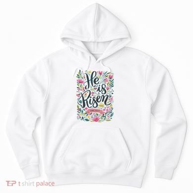Floral Religious He Is Risen Christian Happy Easter Hoodie