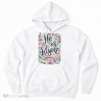 Floral Religious He Is Risen Christian Happy Easter Hoodie thumb 0