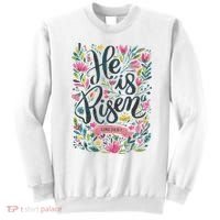 Floral Religious He Is Risen Christian Happy Easter Sweatshirt thumb 0