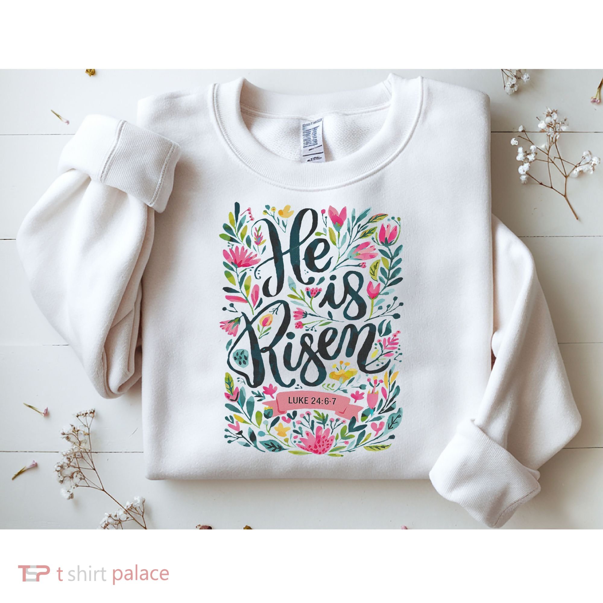 Floral Religious He Is Risen Christian Happy Easter Sweatshirt