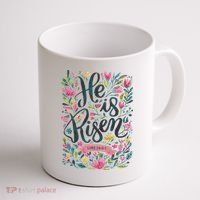 Floral Religious He Is Risen Christian Happy Easter Coffee Mug thumb 1