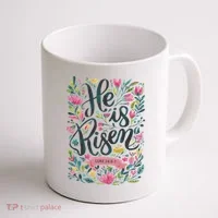 Floral Religious He Is Risen Christian Happy Easter Coffee Mug thumb 1