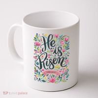 Floral Religious He Is Risen Christian Happy Easter Coffee Mug thumb 0