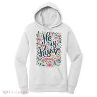 Floral Religious He Is Risen Christian Happy Easter Women's Hoodie thumb 0