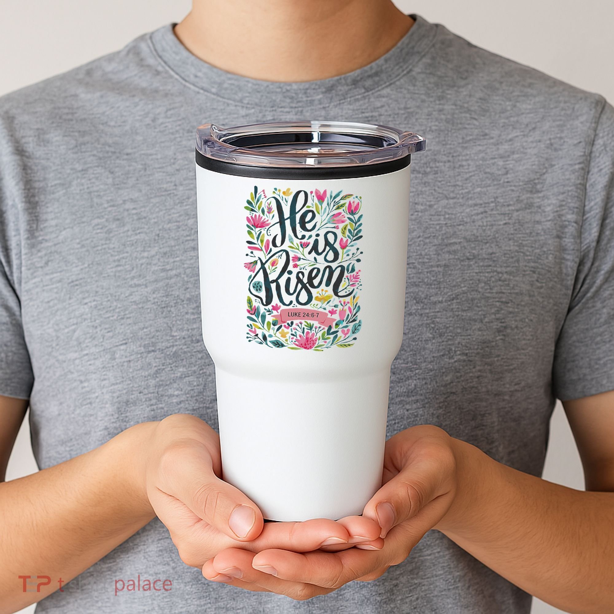 Floral Religious He Is Risen Christian Happy Easter Tumbler
