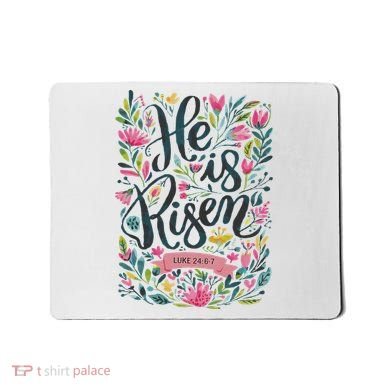 Floral Religious He Is Risen Christian Happy Easter Mousepad