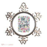Floral Religious He Is Risen Christian Happy Easter Ornament thumb 0