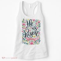 Floral Religious He Is Risen Christian Happy Easter Women's Tank Top thumb 0