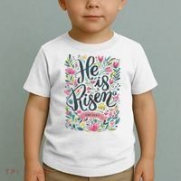 Floral Religious He Is Risen Christian Happy Easter Toddler T-Shirt thumb 2