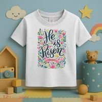 Floral Religious He Is Risen Christian Happy Easter Toddler T-Shirt thumb 3