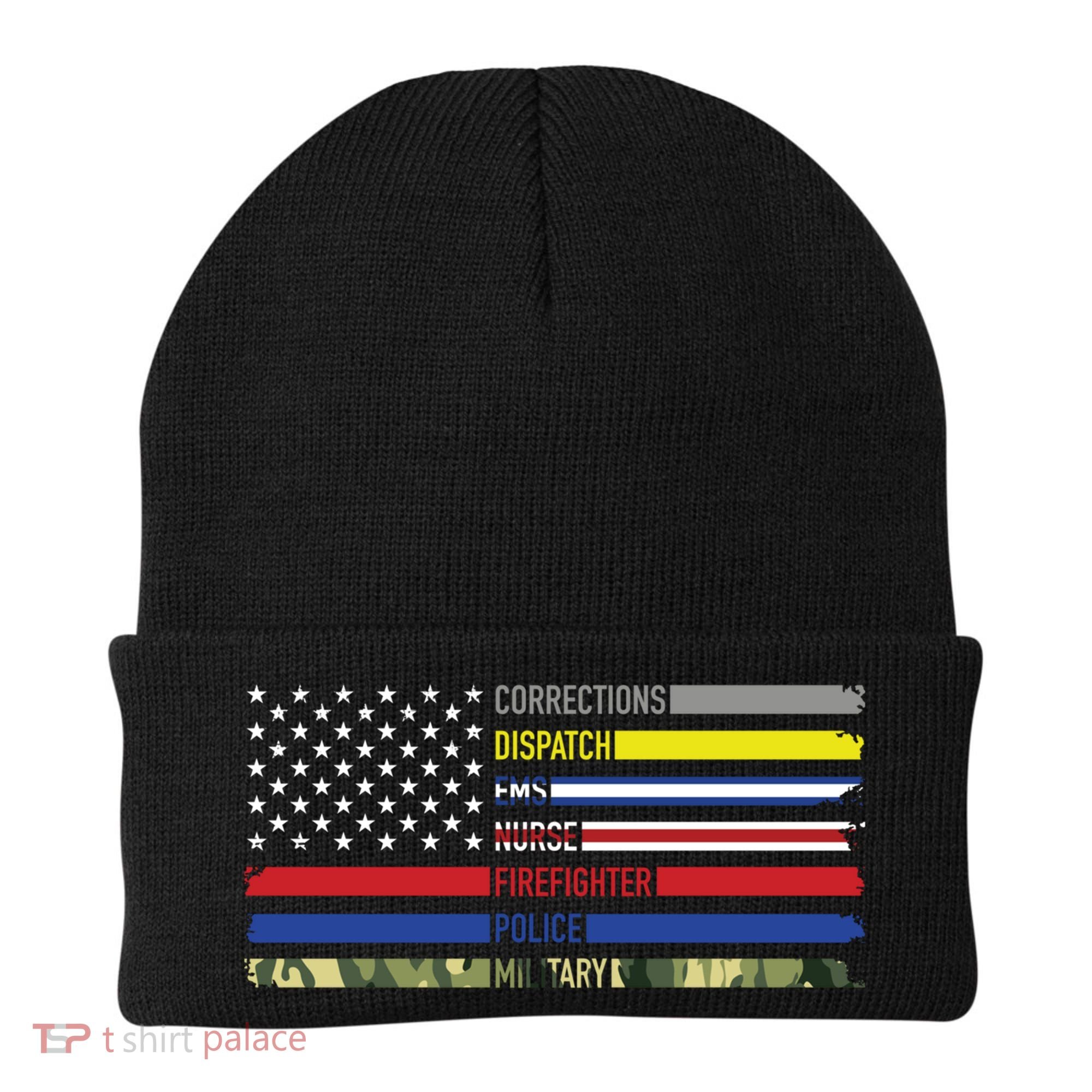 First Responders Hero Flag Nurse Ems Police Fire Military Gift Beanie