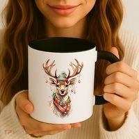 Festive Reindeer Holiday Coffee Mug thumb 3