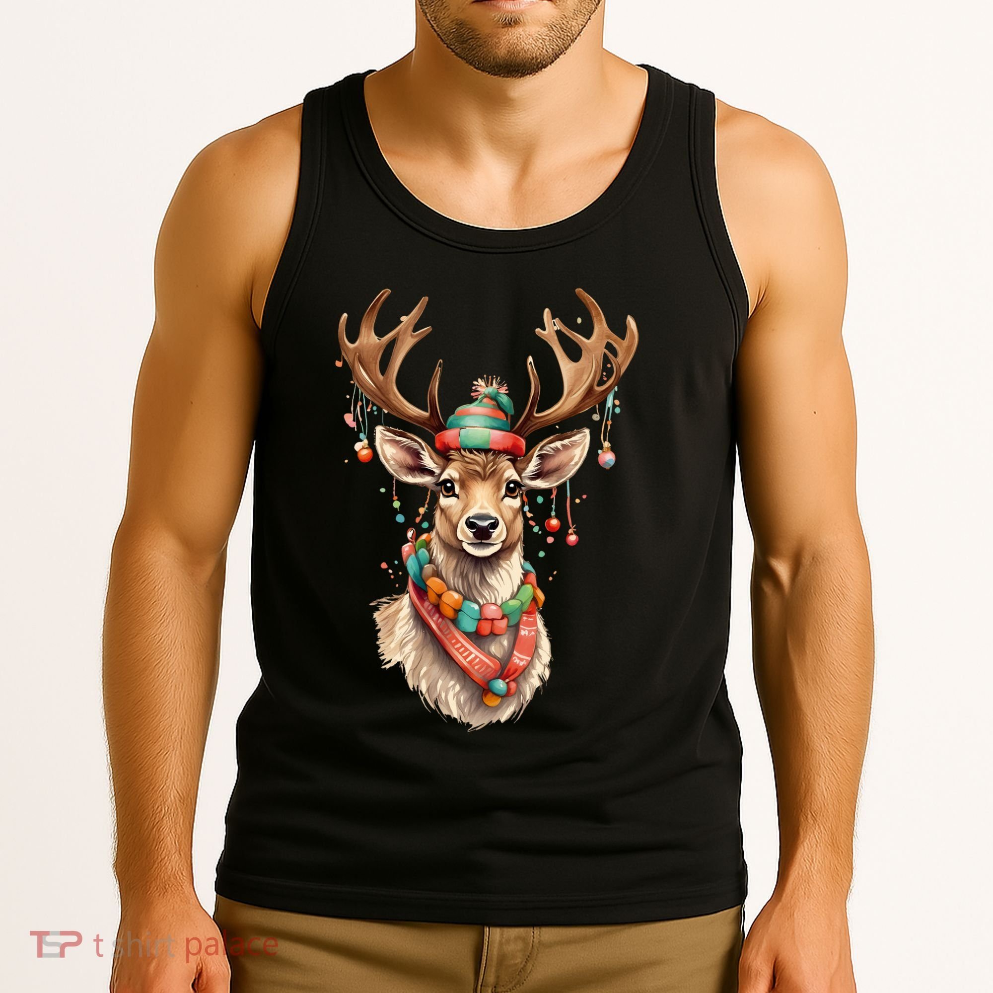 Festive Reindeer Holiday Tank Top