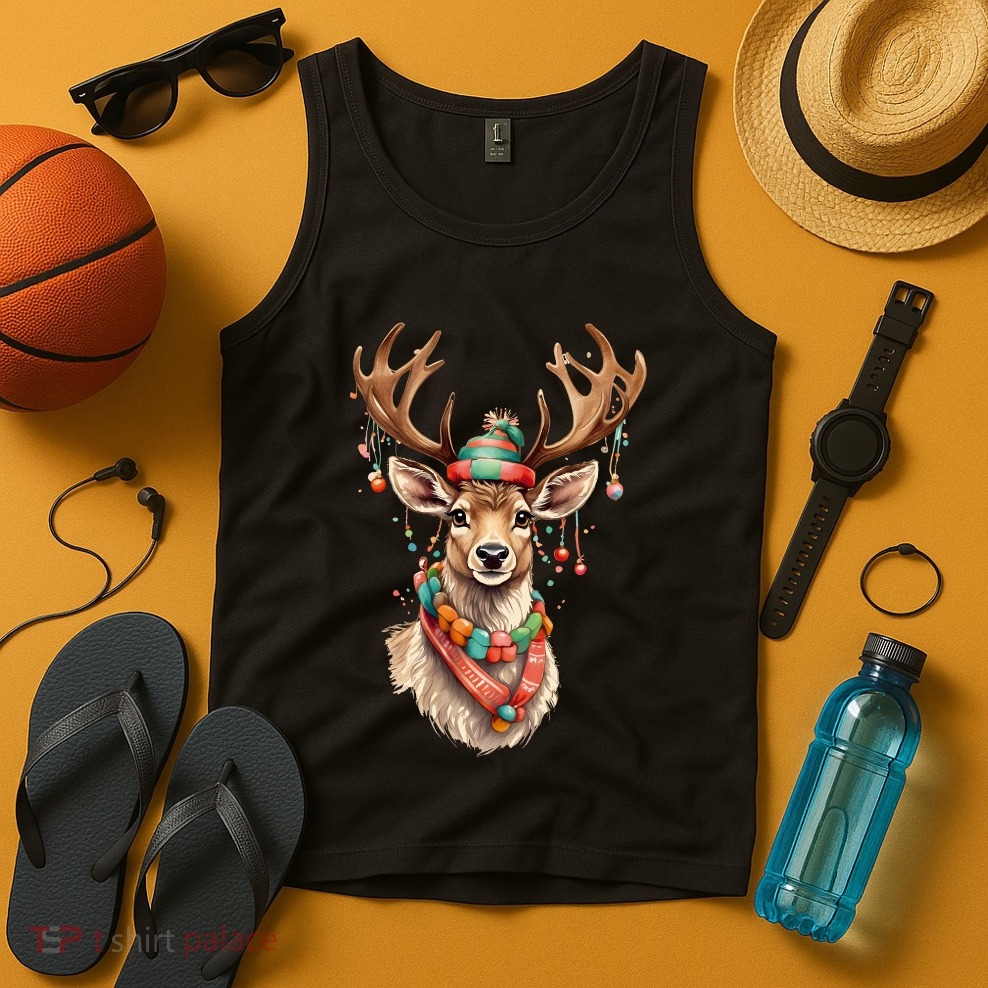 Festive Reindeer Holiday Tank Top