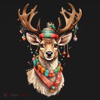 Festive Reindeer Holiday Kids T-Shirt thumb 4