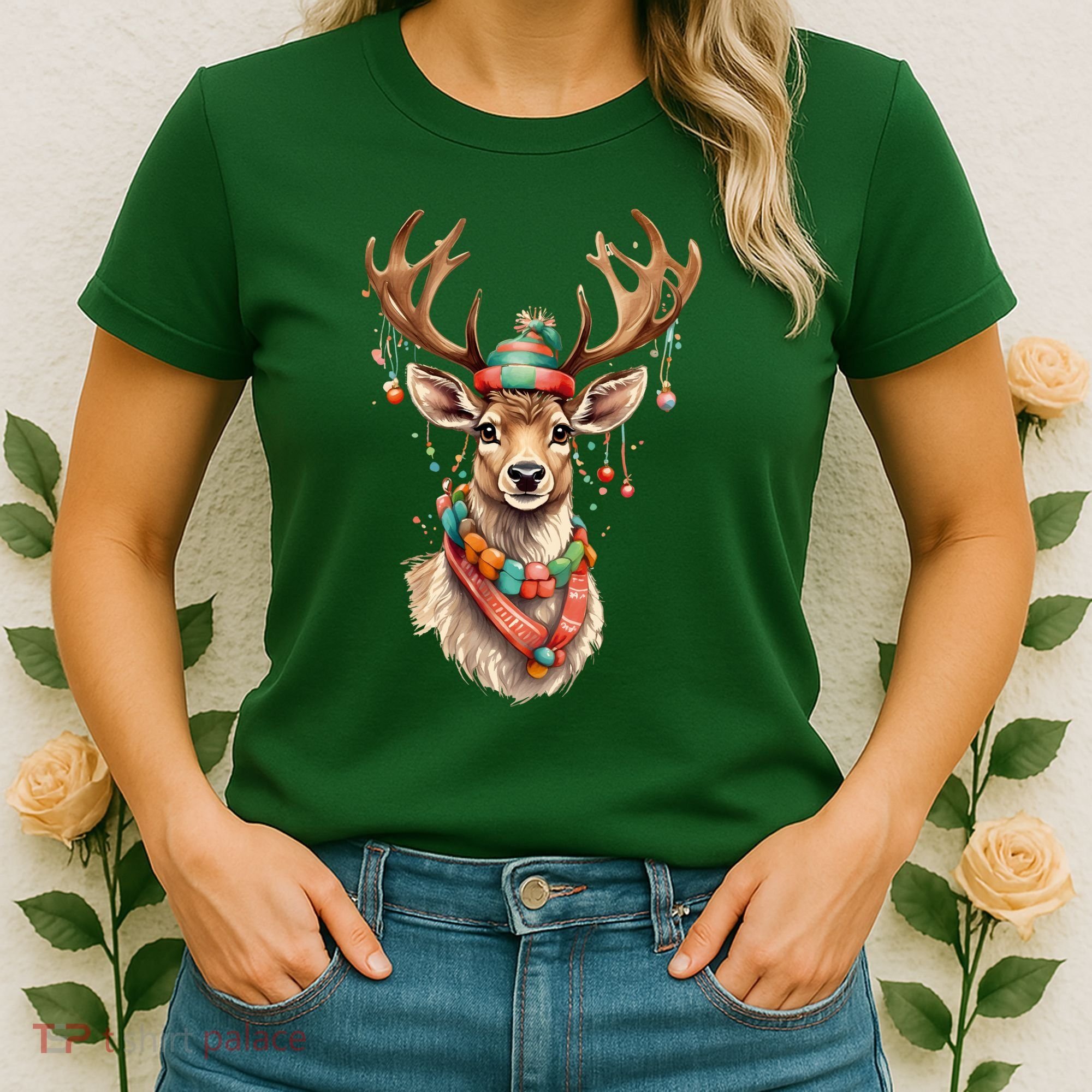 Festive Reindeer Holiday Women's T-Shirt