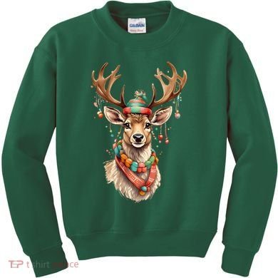 Festive Reindeer Holiday Kids Sweatshirt