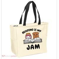 Funny Reading Is My Jam for Teacher Nerd Bookworm Book Lover Tote Bag thumb 2