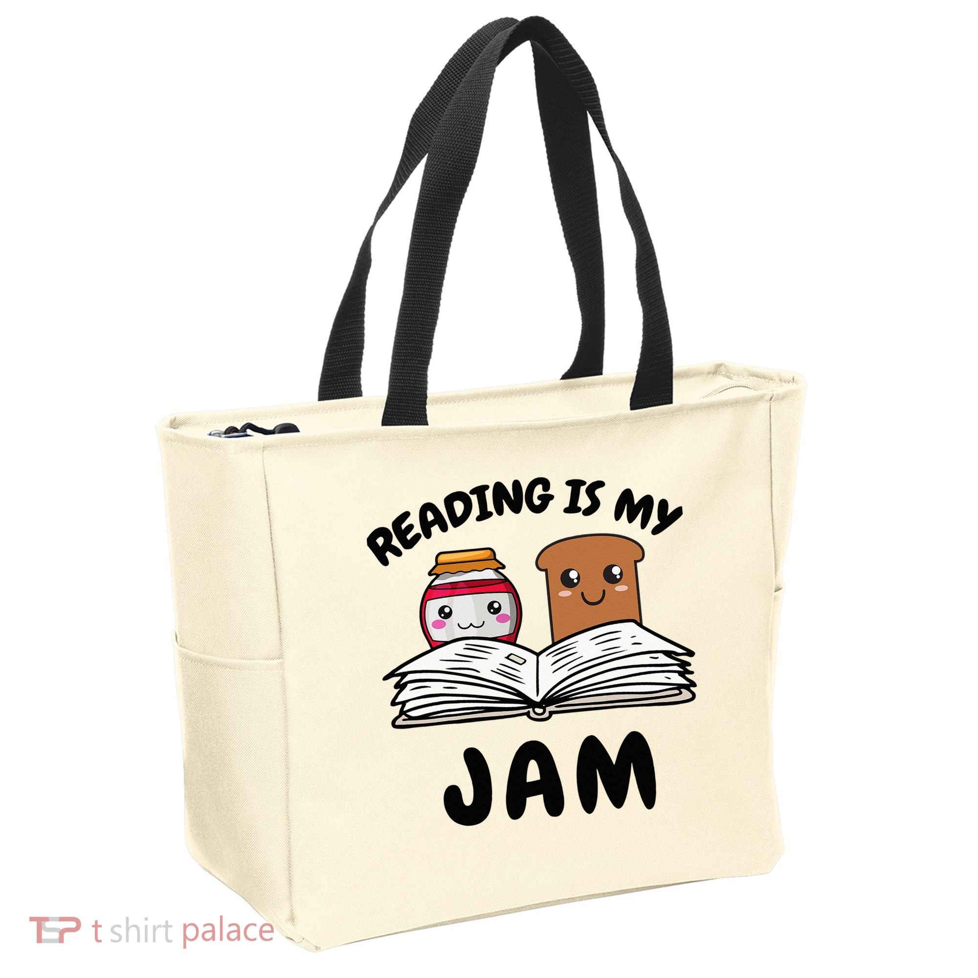 Funny Reading Is My Jam for Teacher Nerd Bookworm Book Lover Tote Bag