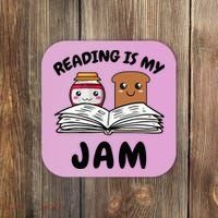 Funny Reading Is My Jam for Teacher Nerd Bookworm Book Lover Coaster thumb 0