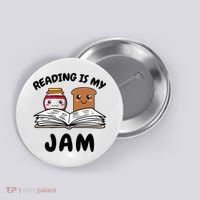 Funny Reading Is My Jam for Teacher Nerd Bookworm Book Lover Button thumb 0